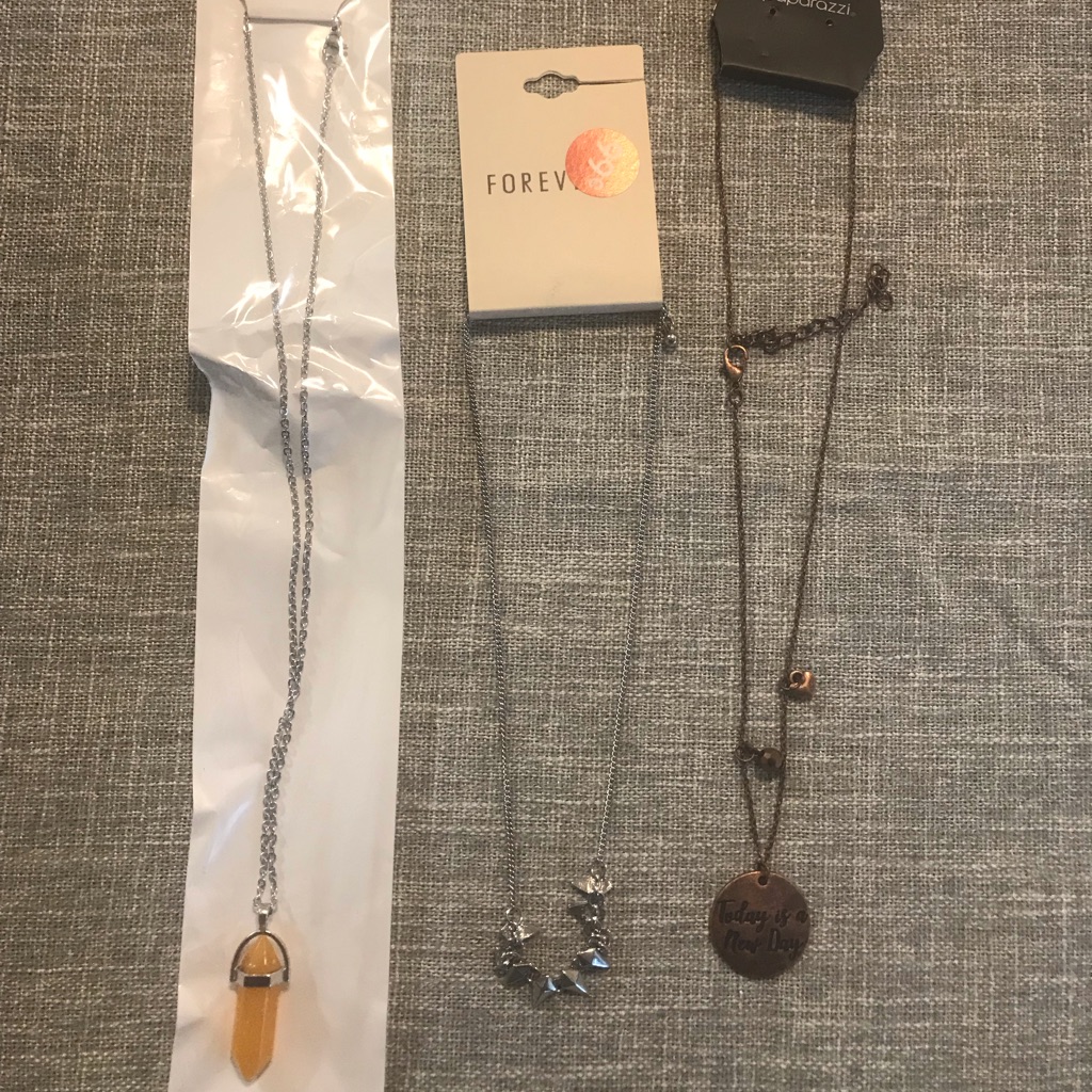 Brand New 3pc Necklace Lot  Orange BronzeSilver